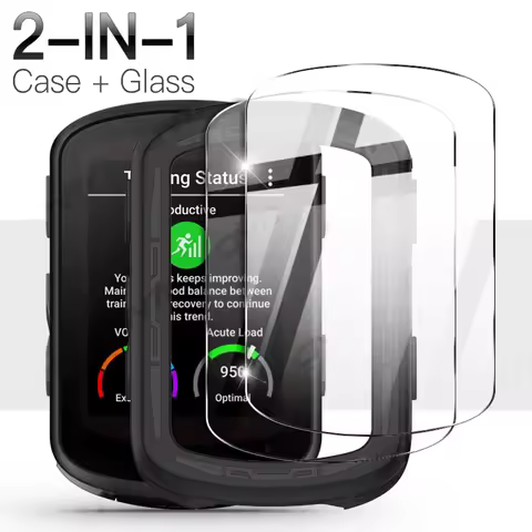 2-IN-1 Case + Tempered Glass for Garmin Edge 540 / 840 GPS Bicycle Stopwatch Screen Protector Glass 