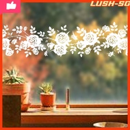 【bestseller】White Flower Rattan Wall Sticker Electrostatic Glass Sticker Shower Mirror Decal