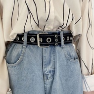 ~ Cool a full hole black canvas belt Student Unisex Whole Metal Hollow Extended Trendy male and Straw studentsxjpnsd.sg3.1