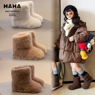 kids shoes Style2026Winter New Girls' Fluffy Fashionable kids Fur Shoes Boys' Fleece-Lined Boots War