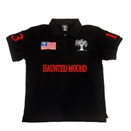 Haunted Mound Polo Shirt America Retro Street Hip Hop Short Sleeve Shirt Y2k Men Casual Cotton Top B