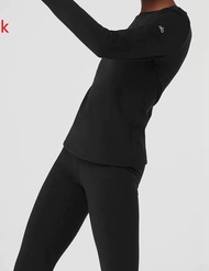 【Hot alo】 Alo Warm Thin Velvet Versatile Crew Neck T-Shirt Base Shirt For Women Autumn And Winter Sm