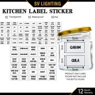 Kitchen Sticker Label / Label Dapur Transparent Waterproof / Sticker Label Dapur / Kitchen Label