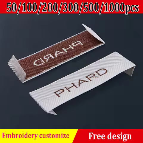 Woven Clothing Labels Wig Tags Personalized Logo Customize Sewing Label 50 100 200 300 500 1000Pcs