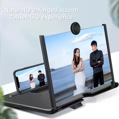 3D HD Phone Screen Amplifier Projector, Foldable Stand for Movies Videos Games, Compatible with All 