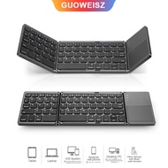 Keyboard Bluetooth Wireless Portable Mini Three Folding Bluetooth Keyboard 64 Keys Wireless Foldable Touchpad Keypad for IOS Android iPad Tablet Phone