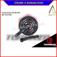 CRANK CHAINWHEEL MTB TURANZA 3 Stack TURANZA 3 Speed Bicycle 28T - 38T - 48T Large Axle