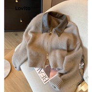 คาร์ดิแกนลำลองซิปหน้าสำหรับผู้หญิง - Lovito LNA36056 หลากสี