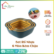 Set Rổ Nhựa 6 Món Kèm Chậu Đựng Đồ Đa Năng Tiện Lợi ANHOME Giá Rẻ