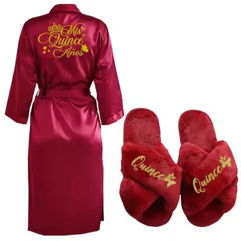 Mis XV Mis Años Long Sleeve Bathrobes Quince Shoes Bathrobe Mama de la Quinceañera Robe Mis 15 Birth