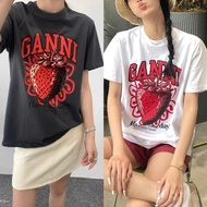 Ganni Strawberry Print Short Sleeve T-Shirt - Pure Cotton