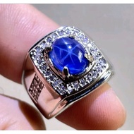 BLUE SAPPHIRE STAR GEM RING WITH SILVER BOND 926 BANGKOK ELEGANT LOOK