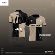 【Free Custom Name &amp; Number】Volta Football Jersey Retro Collar Jersey Teamwear Full Sublimation Japanese Selek Jersey Brown Style Tshirt Baju Retro Lelaki