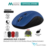 ALCATROZ AIRMOUSE DUO 3 WIRELESS + 2.4G BLUETOOTH MOUSE / 1200 CPI ADJUSTABLE / 4 BUTTON OPTICAL / B
