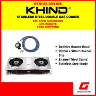 KHIND 2 Burner Gas Stove Cooker Stainless Steel GC1009