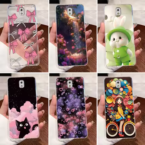 For Samsung Galaxy Note3 Note4 Case Clear Cute Rabbit Funny Cat Coque TPU Soft Silicone Back Cover F