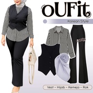 KEMEJA One Set Outfit for Teenagers: Vest, Shirt, Hijab, Cutbray Pants, Women's Suit - GNK12