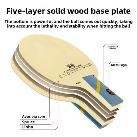 LOKI Kirin K5 Table Tennis Racket 5-Layer Solid Wood Advanced Training Bottom Plate