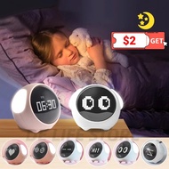 Children's Smart Alarm Clock Cute Expression Electronic Table clock with night light Calendar Chargeable digital watch Kids gift