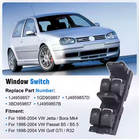 Black 12V Window Control Switch 1J4959857 3BD959857 1J4959857D 1J4959857C For VW Golf 4 Jetta MK4 Bo