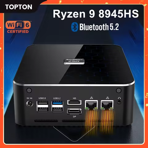 Topton M600 Rzyen 9 8945HS AMD AI Mini PC 5 8645HS 2xDDR5 2xPCIe4.0 2x2.5G LAN Windows 11 MINIPC Des