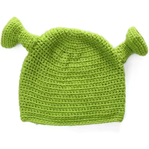 1pcs Cosplay Dome Cap, Unisex Hand Knitted Shrek Hats, Beanie Hat, Warm Durable Hand Knitted Cap,Woo
