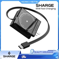 SHARGE Retractable 65W USB C Charger, GaN Power Wall Charger with Retractable Cable, 2 Devices PD Fa