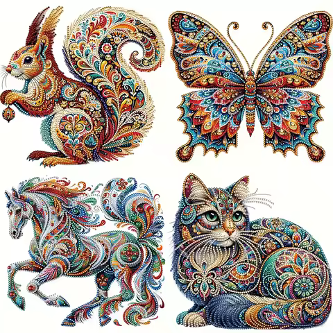 GATYZTORY 5D DIY Diamond Painting Animal Kit Butterfly Rabbit Cat DIY Partial Special Shaped Drill H