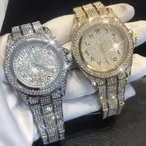 Vintage Y2K Zircon Crystal Wristwatch Clock Watch for Women Shining Rhinestone Watch Brand Quartz Br