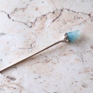 Journal-小翅膀 (海藍寶石)海水藍原礦翅膀x純手工實心925銀髮簪