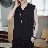 Sleeveless V_Neck Cheongsam Men. Chinese Cheongsam Spring