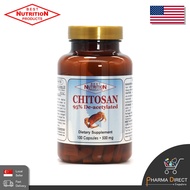Best Chitosan 95% Deacetylated 500mg 100 Capsules Best Nutrition Made in USA