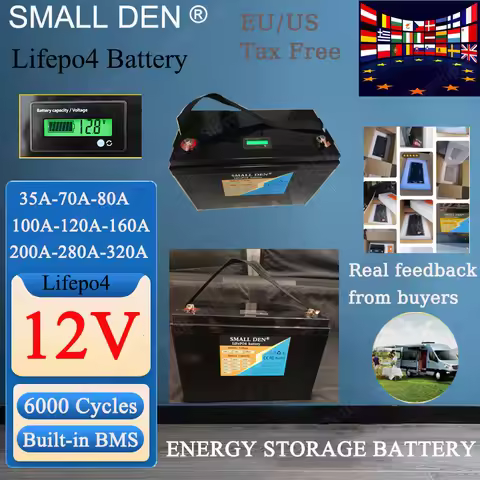 New 12V LiFePO4 35Ah 70Ah 80Ah 100Ah 120Ah 160Ah 200Ah 280Ah 320Ah Battery Pack For 12.8V RV Solar E