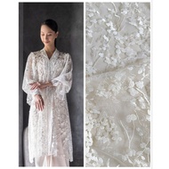 PUTIH Brocade (White Out) Ellie Saab 3D Luxury Flower Embroidered Tile wedding kebaya