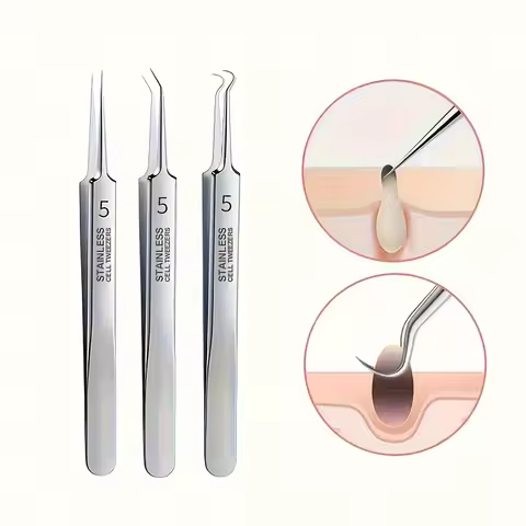 1/3pcs Extra Fine No. 5 Cellular Acne Blackhead Tweezers,Facial Beauty Remove Acne Needle Tools for 