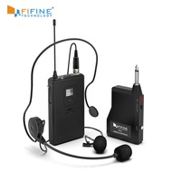 Fifine K037B 20-Channel UHF1/4‘’ Inch Output wireless microphone with lavalier &amp; headset mic suit for speaker cell phone camera