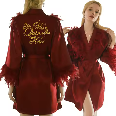 Feather Mis Quince Años Quinceanera Robe Traditional Latin Party Dress for Girls 15th Birthday Celeb