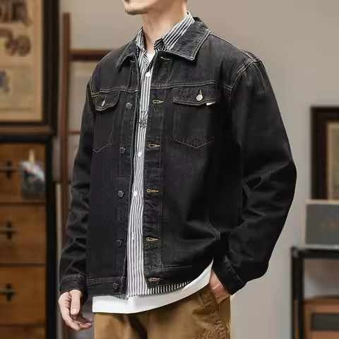 Red Tornado 16oz Selvedge Denim Trucker Jacket Men's Daily Jean Coat LS01-001