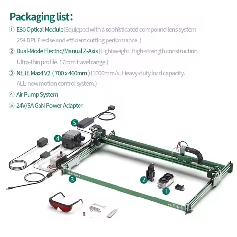 Limited Offer: NEJE Max 4 V2 Laser Engraving System-1000mm/s 24W Options Wood/Stone/Glass/MDF Auto-L