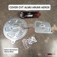 ARUMI ALUMINUM CVT COVER FOR AEROX SILVER CNC MOTORCYCLE AEROX CVT COVER