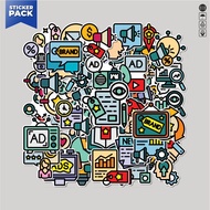 HP [100PCS] Sticker Pack Brand Awareness Flat Sticker Aesthetic Vinyl Waterproof Decorative Sticker 