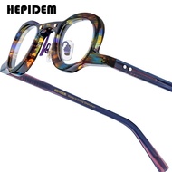 HEPIDEM Acetate Glasses Frame Men Famous Brand Design Retro Round Women Nerd Eyeglasses Iron Man Jap