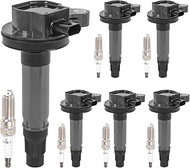Set of 6 Ignition Coil Pack & Spark Plug Compatible with Ford Edge Explorer F-150 Flex Mustang Tauru