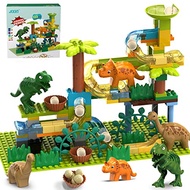 JIXIn Dinosaur Marble Run Building Blocks/Compatible with LEGO DUPLOs for age 2-5/Toddler Marble Maz