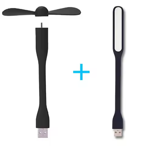 Portable Creative Mini USB Fan Flexible Bendable Cooling Fan and USB LED Light For Power Bank Notebo