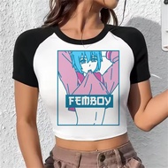 Femboy Grunge Crop Top - Anime Graphic Manga Tee