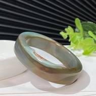 福利價 玉化海洋碧玉手鐲55MM老礦冰潤流水紋玉髓方條手環 油畫風