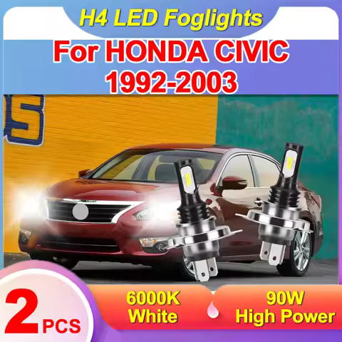 H4 LED Fog Lights 6000K White 90W Fog Lamps 20000LM For HONDA CIVIC 1992 1993 1994 1995 1996 1997 19