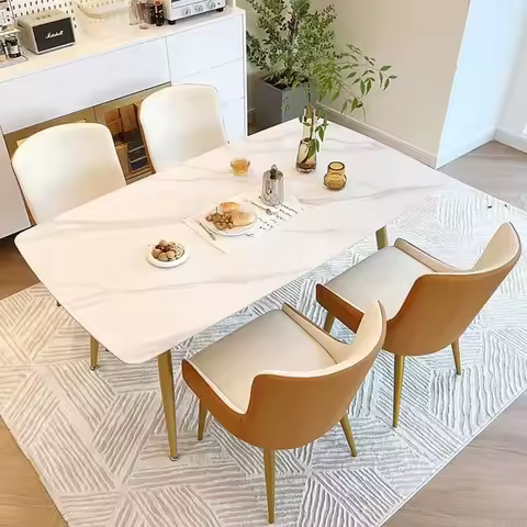 Ql Italian Dine Metal Leg Marble Top Table Modern Dining Room Furniture Stone Dining Table Restauran
