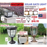 2in1 function (solar+electricity)Solar Pillar Light Gate Lamp Outdoor Lighting Lampu Pagar Waterproof Lampu Tiang